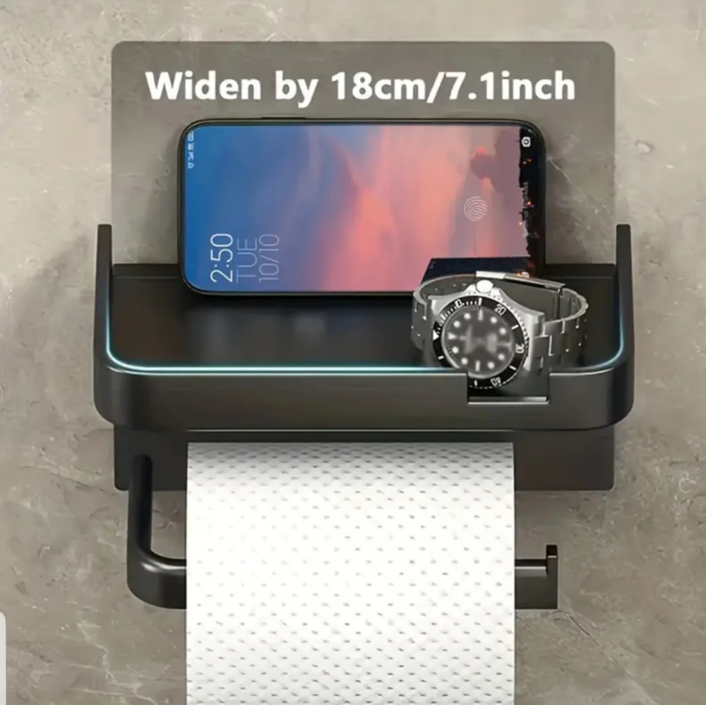 Wall Toilet Paper Holder With Tray - Gray